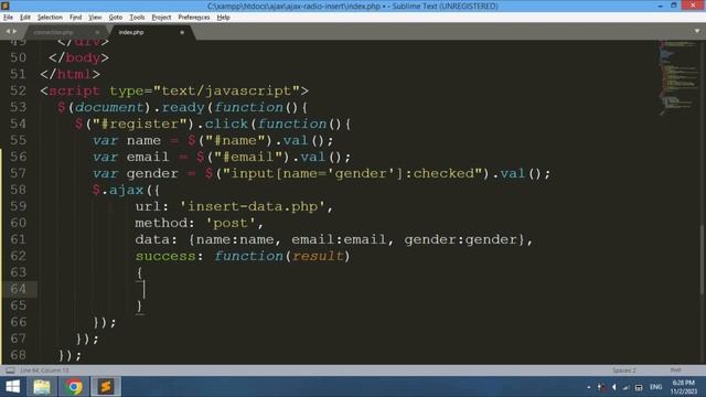 Radio Button value Insert using AJAX in PHP || Get radio button value in JQuery with Source Code