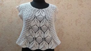 Ажурная кофточка крючком.Вяжем по Китайской схеме 8 часть