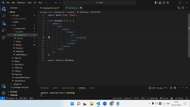 Reusable Table Component in ReactJs | what is props in ReactJs | ReactJs Tutorials | #6