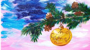 Нарисуем новогодний шарик на елке. Рисуем Новый год легко. Рисуем новогодний рисунок с детьми.