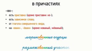Правописание Н, НН в причастиях (7 класс, видеоурок-презентация)