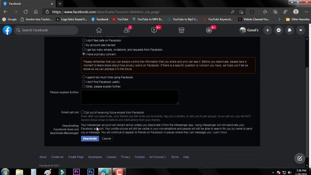 HOW TO DEACTIVATE FACEBOOK ACCOUNT IN YOUR COMPUTER/PC 2021 смотреть онлайн