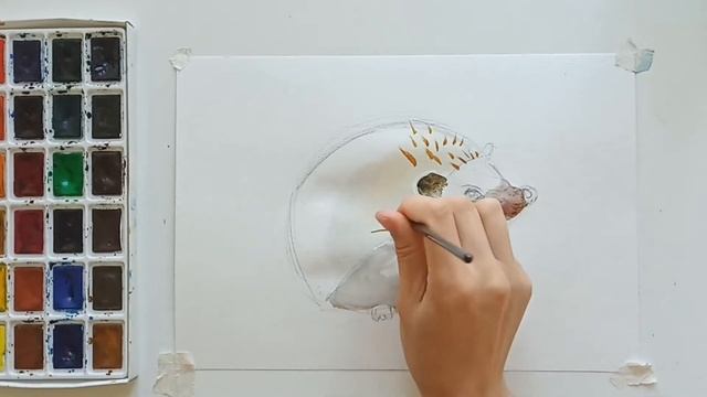 Рисуем ежа акварелью смотреть онлайн