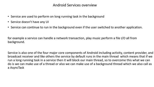 Android | App | Development | Training | Java : Android Services overview