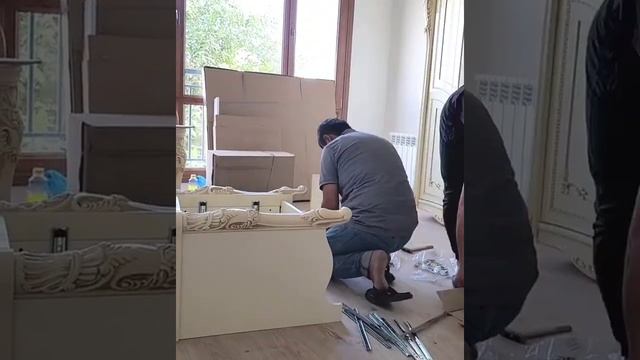 Спальня Джоконда с 5 дверным шкафом Крем глянец Эра мебель.