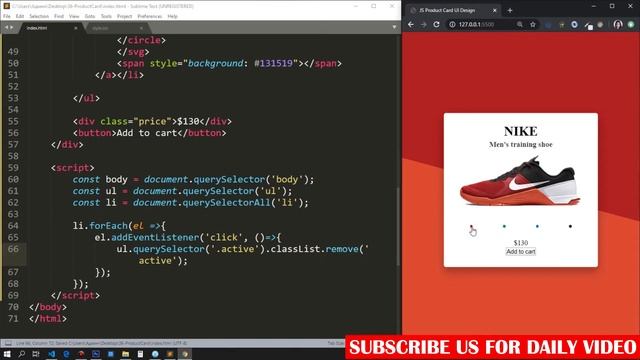 JS Creative Product Card UI Design | E-commerce Card Using Pure JavaScript NO Jquery #Ecommerce