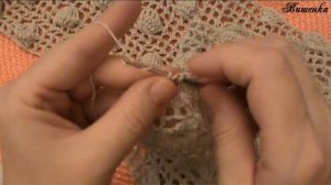 Вязание крючком узора ШИШЕЧКИ НА СЕТКЕ