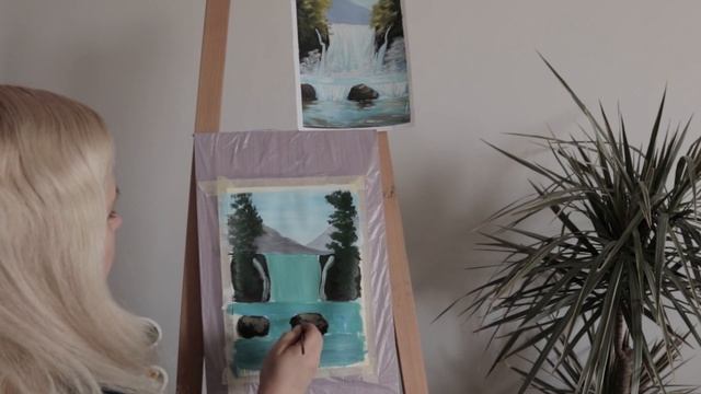 Видео-урок написания картины "Водопад" | РИСОВАНИЕ ДЛЯ НОВИЧКОВ смотреть онлайн