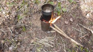 Испытание самодельной печки щепочницы