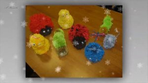 Поделки из помпонов к Новому году
