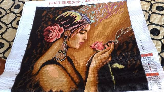 Отчет о вышивке картины "Девушка с розой" - почти закончила! смотреть онлайн