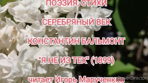 Бальмонт, Я НЕ ИЗ ТЕХ (1899), Серебряный век, поэзия, стихи