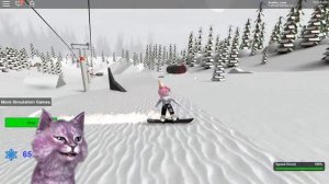 КОШКА ЛАНА УЧИТСЯ КАТАТЬСЯ НА СНОУБОРДЕ роблокс ROBLOX SKI SIMULATOR