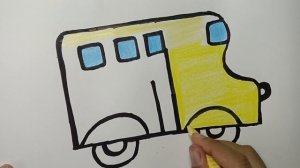 How to draw School Bus or Van Easy | School Bus Easy Step by Step with colour | Drawing for Kids