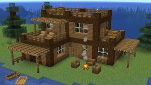 Майнкрафт - Как построить дом у реки. Minecraft