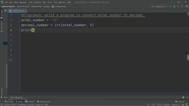 Octal Number to Decimal | Program 63 | Solutions For Python 100 Exercises | CodingFacts