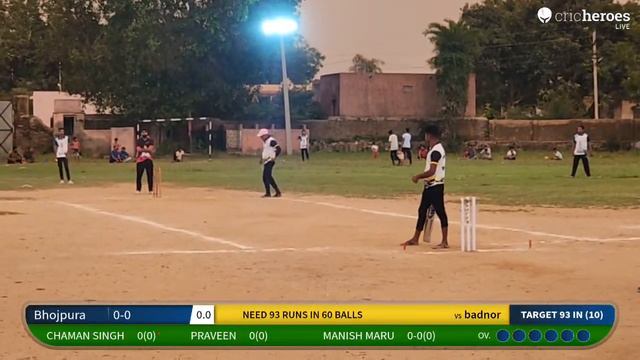 Live Cricket Match | Badnor vs Bhojpura | 24-Jun-23 06:54 PM 10 overs | Individual match | CricHero