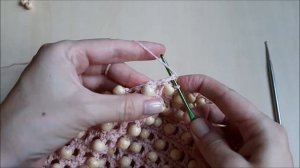 Простой узор крючком с бусинами. Как ввязать бусины - видео МК. Crochet pattern with beads
