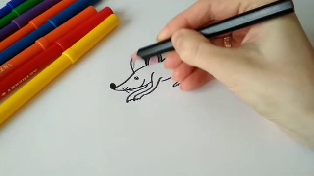Рисуем МЫШКУ детям. Учимся рисовать. смотреть онлайн