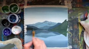 Рисуем горный пейзаж гуашью |how to draw a mountain landscape,   用水粉画山 | 水粉画 | グアッシュ| 구 아슈