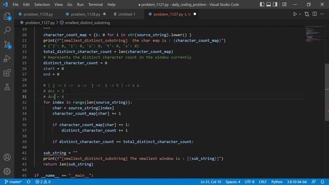 Daily Coding Problem : 1127 Smallest Distinct Character Window