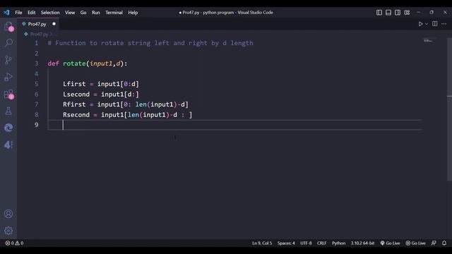 Function to rotate string left and right by d length in Python. #python #coding
