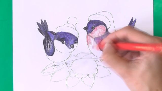 Как нарисовать СНЕГИРЕЙ | Art School Уроки рисования смотреть онлайн