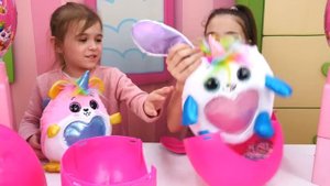 Игры для девочек с RainBoCorns surprise (Реинбокорнс). Распаковка. Огромное яйцо СЮРПРИЗ