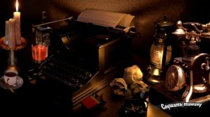 ASMR.  Звуки печатной машинки в дождливый вечер.