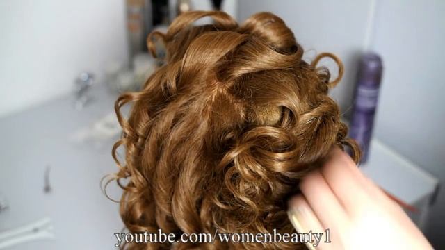 Romantic bridal, wedding hairstyle for long hair. Tutorial смотреть онлайн