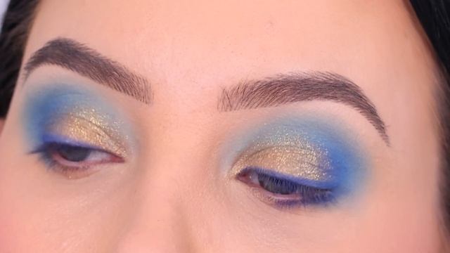 Blue & Golden Eye Makeup Tutorial | Enhance Your Brown Eyes смотреть онлайн