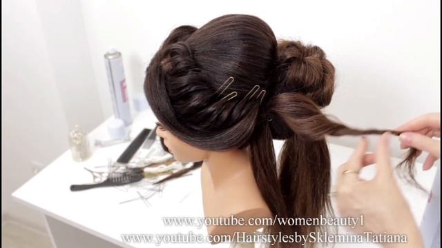 Легкая прическа на средние и длинные волосы. Easy hairstyle for medium and long hair. смотреть онлайн