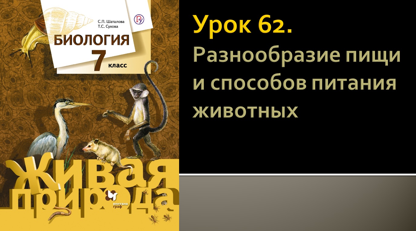 Урок 62. Разнообразие пищи и способов питания животных