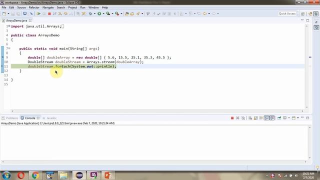 How to use stream(double[] array) method of Java.util.Arrays Class?