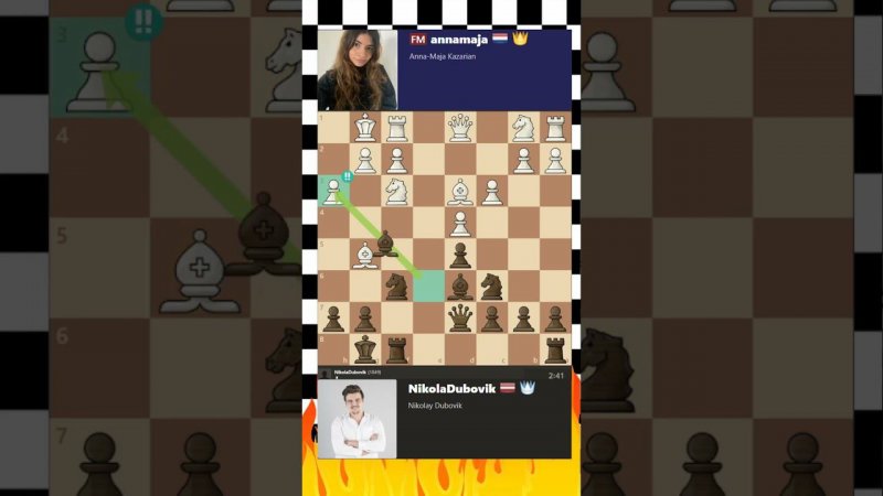 DEFEAT IN 18 MOVES! // FM ANNA-MAJA KAZARIAN vs NIKOLAY DUBOVIK // BRILLIANT MOVE #4  #chess #shorts