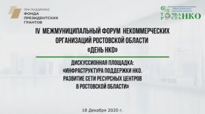 Инфраструктура поддержки НКО. Развитие сети ресурсных центров в Ростовской области