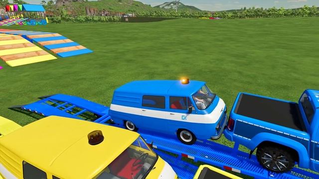 TRANSPORTING POLICE VOLKSWAGEN, AMBULANCE & MINI BUSES WITH GMC TRUCKS! Farming Simulator 22 смотреть онлайн