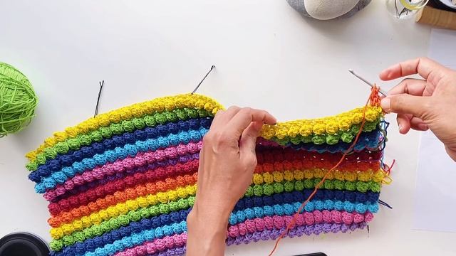 Crochet rainbow top using Popcorn stitches | DIY | #popcornstitch #rainbow смотреть онлайн