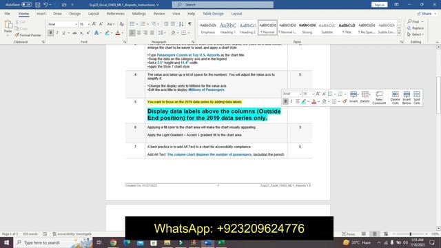 Exp22_Excel_Ch03_ML1_Airports | Excel Chapter 3 Mid-Level 1 - Airport Passenger Counts | 100% Grade