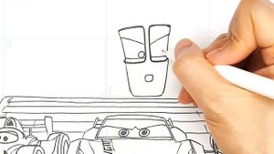 CARS Frank Chases Jackson Storm, Francesco and Chick Hicks Drawing and Coloring Pages | Tim Tim TV