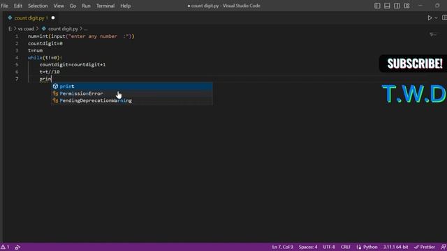 digit count number using python #python #pythoncoder  COAD ON DISCRIPTION