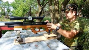 Пристрелка пневматической винтовки со станка