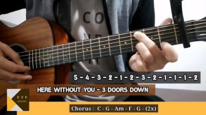 HERE WITHOUT YOU - 3 DOORS DOWN | Step by step Chords Tutorial  | Capo 1st fret 🤟🎸😎