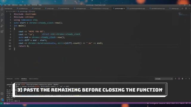 How to see Runtime/Compile time in VSCODE/ANY IDE (C++)