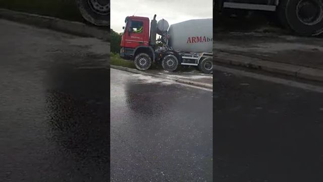 concrete mixer truck stuck