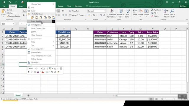 Time saving utilities- Paste Special in excel In Hindi