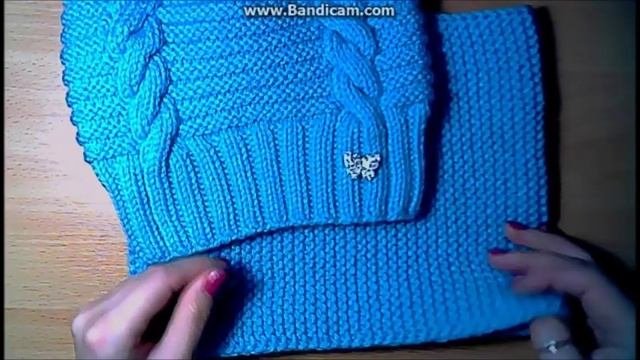 Набор шапка с ушками и снуд.Шапка кошка-бирюзовая нежность.Set Of Hat With Ears And Snood