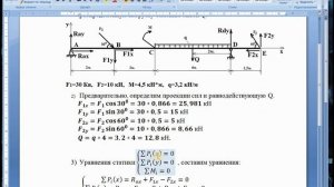 Расчет реакций опор в одно пролетной балке