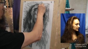 Первый портрет углем от пятна