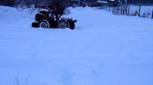 Минитрактор переломка 4х4 с передним отвалом зимой garden tractor